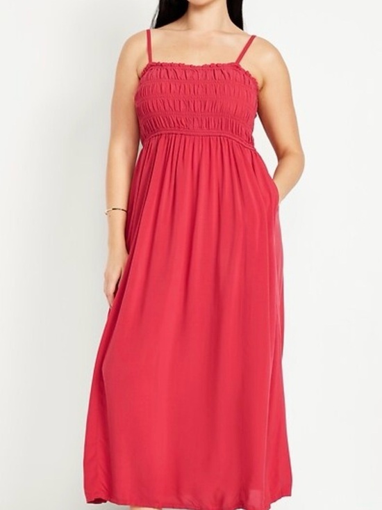 Old Navy Dresses & Skirts - Old Navy Red Smocked Maxi Dress with Adjustable Straps
